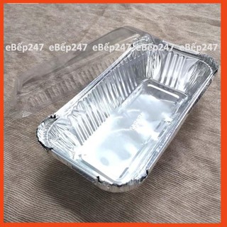 Rẻ vô địch Set 50 khay giấy bạc chữ nhật có nắp - eBếp247