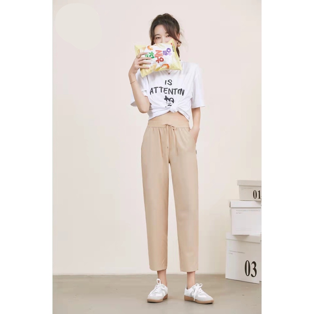 Quần đũi nữ dài baggy cạp chun ZENA cao cấp thoáng mát Q140