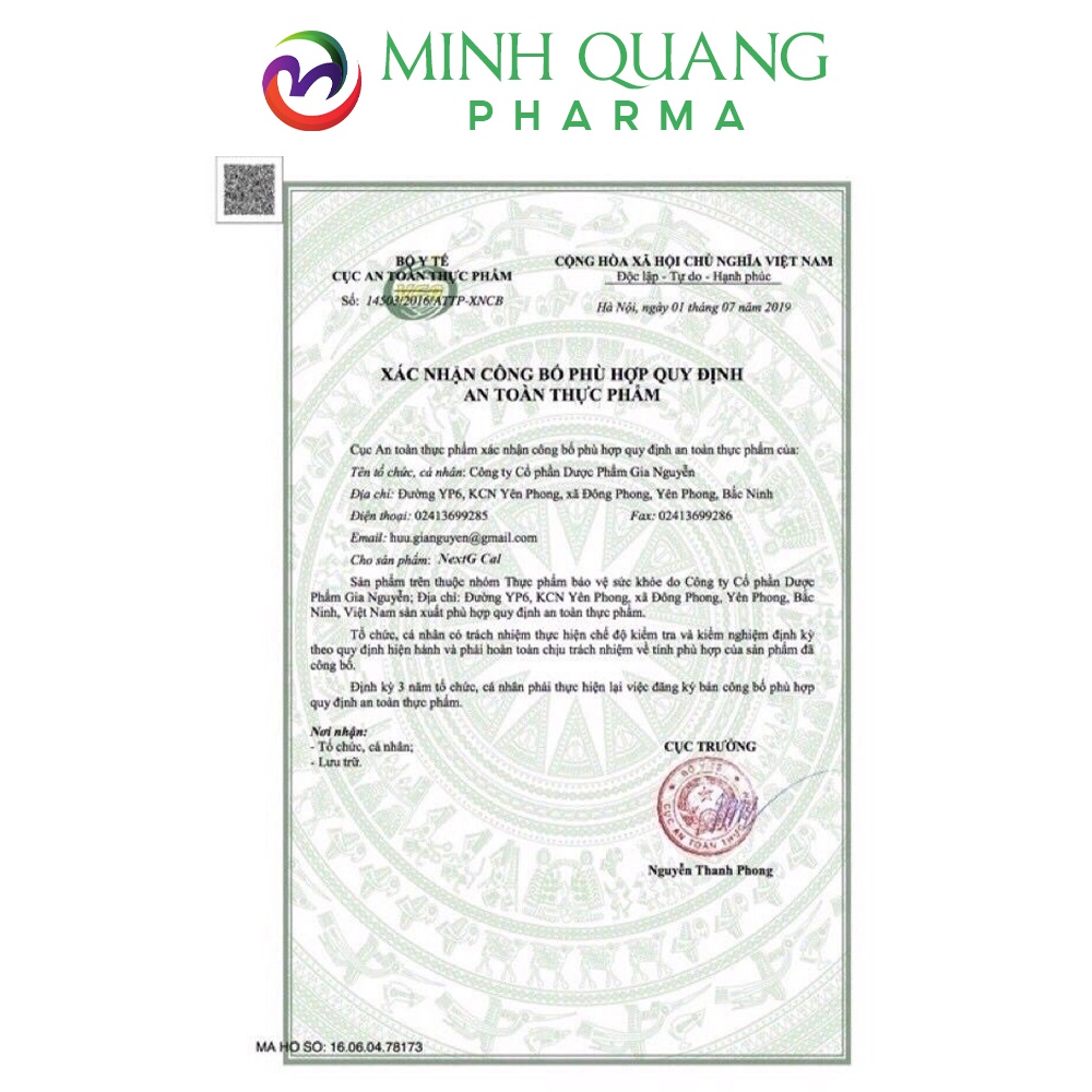 Viên uống bổ sung canxi NEXTG CAL hộp 60 viên