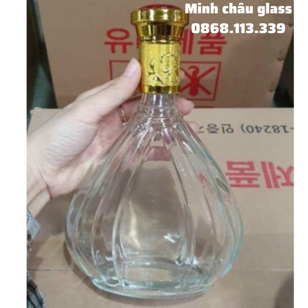 Chai Đựng Rượu Thủy Tinh Cao Cấp 500ml vỏ bình thủy tinh ngâm rượu 500ml hình quạt đẹp dùng trang trí phòng cực sang