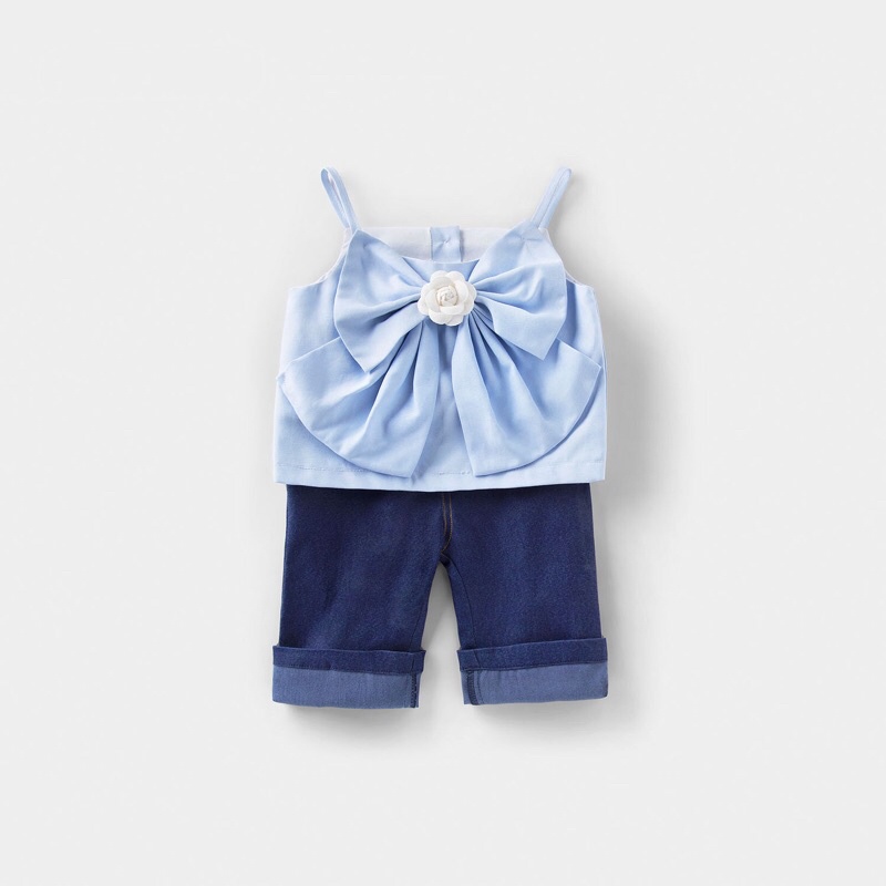 Set áo nơ và quần denim cho bé