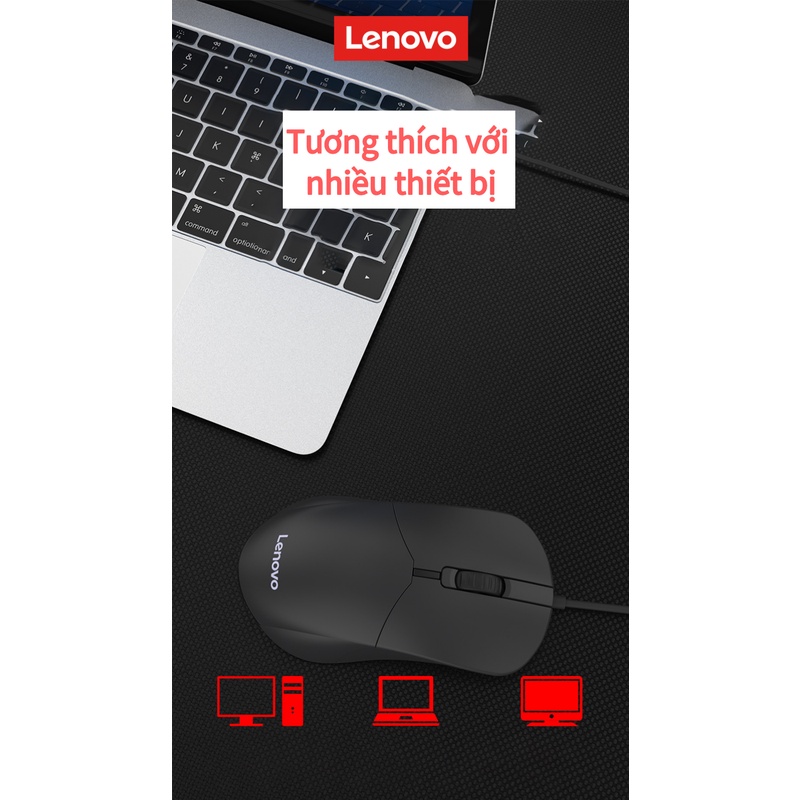 Chuột có dây Lenovo M101 1200dpi siêu bền tiện dụng cho máy tính