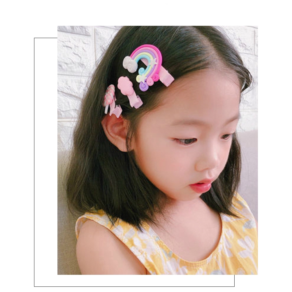 Kẹp tóc hình đám mây cầu vồng hoạt hình dễ thương phong cách Hàn Quốc cho bé