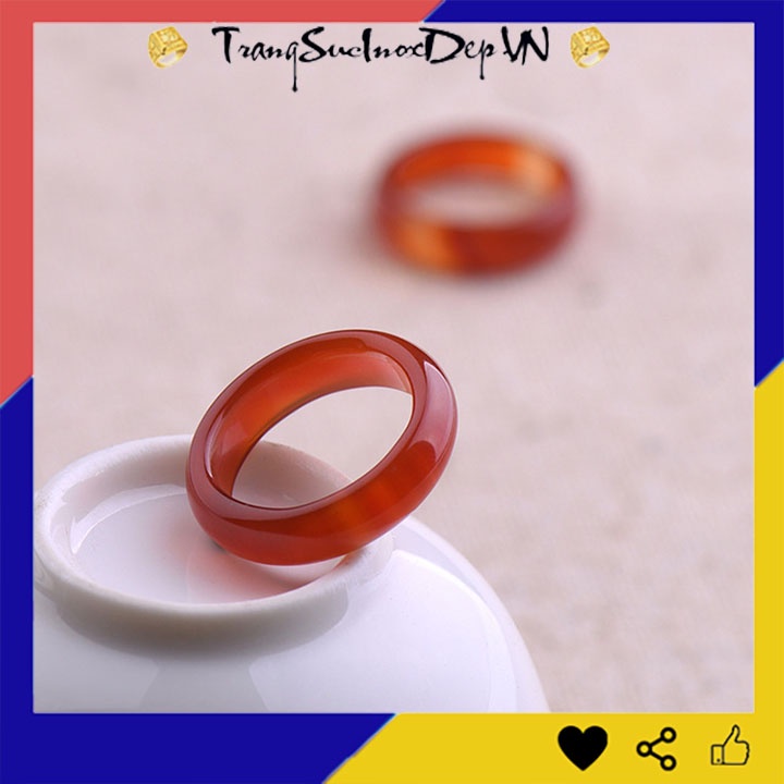 Nhẫn mã não đá đỏ tự nhiên liền khối sáng đẹp, nhiều size dễ chọn, Đeo tay vạn sự may, tặng hộp đựng xinh xắn