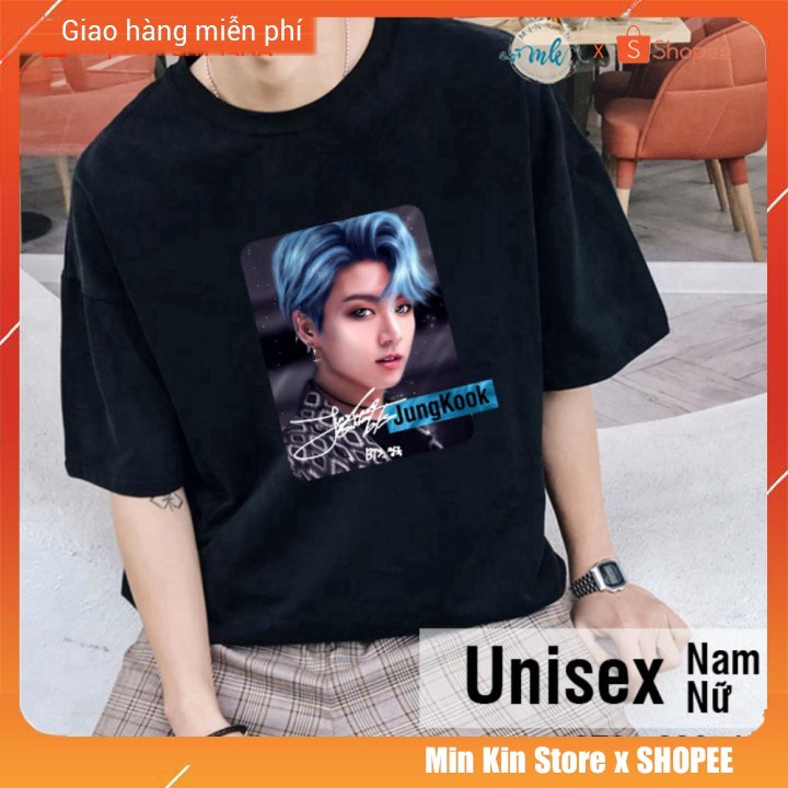 Áo Thun Đen Jungkook BTS Chữ Ký Galaxy Kpop Crazytee