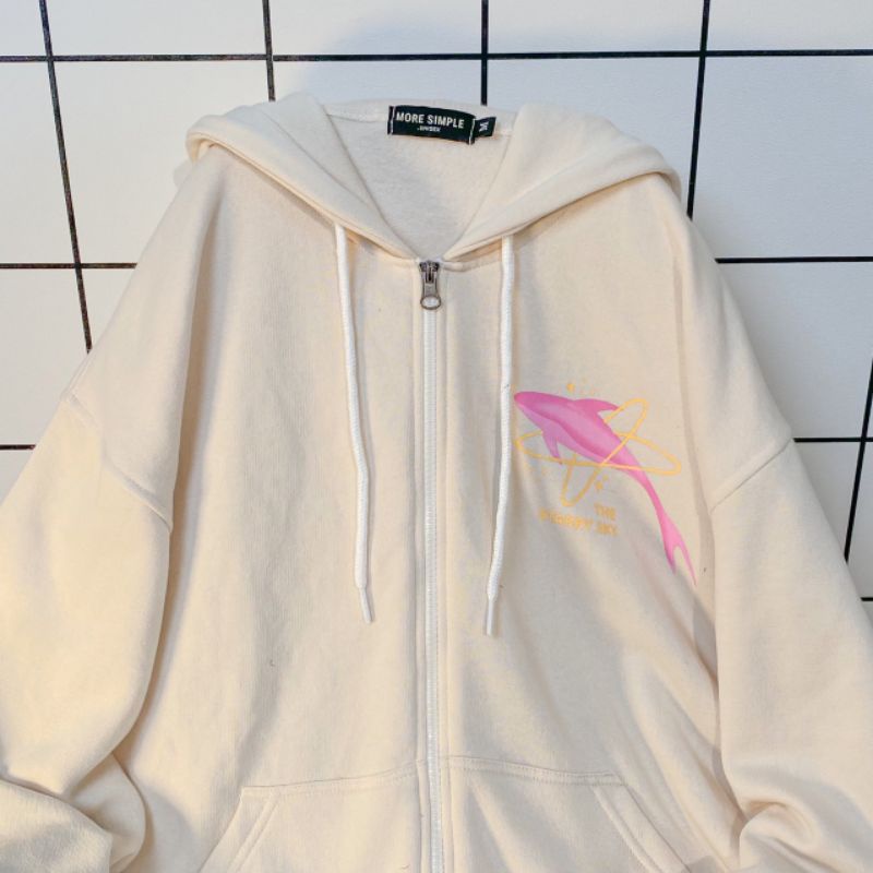 Áo Khoác Hoodie Form Rộng Phối Zip Unisex SKY Vải Nỉ Bông Nhẹ | BigBuy360 - bigbuy360.vn