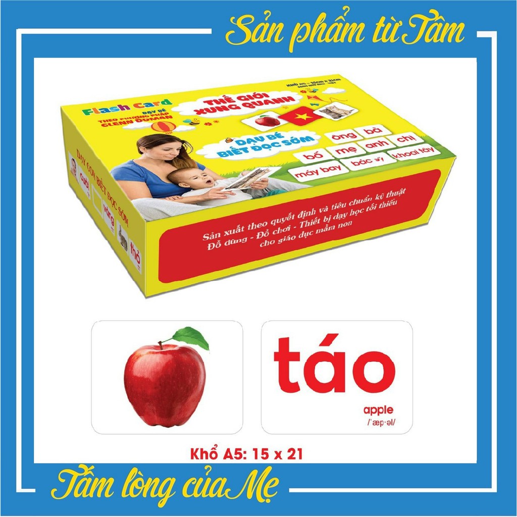 Bộ Thẻ Học Thông Minh 14 Chủ Đề loại To Song Ngữ Tiếng Anh Loại Chuẩn Glenn Doman Flashcard Cho Bé Từ 0-6 Tuổi