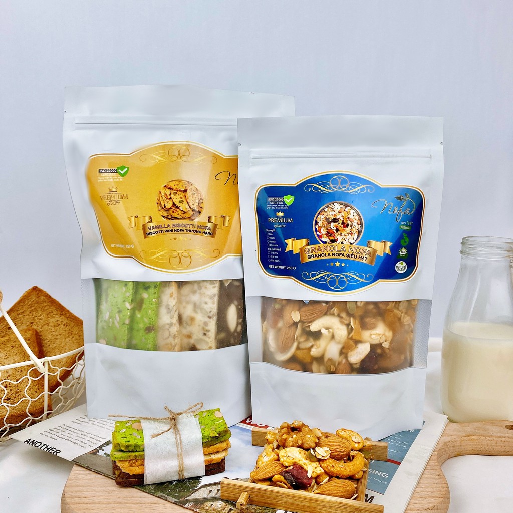 Combo 250g Granola + 250g Biscotti 3 Vị Ăn Kiêng Không Đường by Nofa | WebRaoVat - webraovat.net.vn