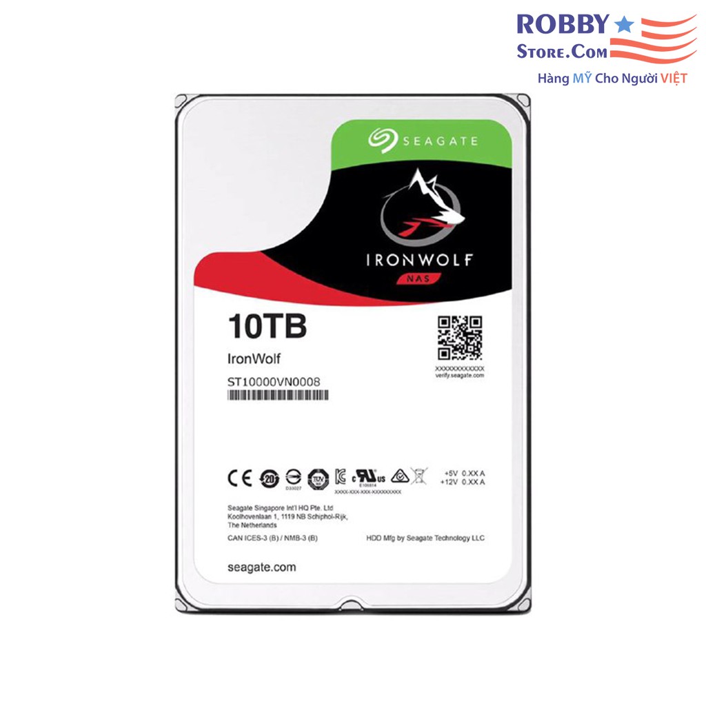 Ổ Cứng 10TB HDD Seagate Ironwolf 10TB NAS ST10000VN0008
