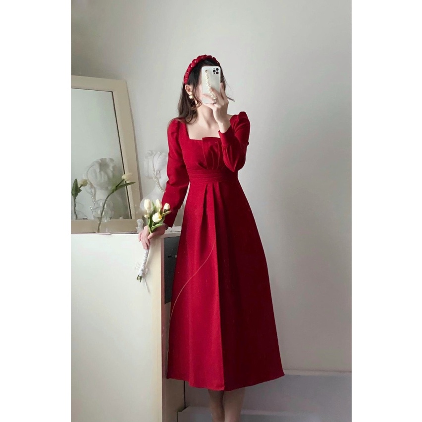 Váy trắng tiểu thư tay dài nhún ngực (Hàng thiết kế cao cấp)- A63 | BigBuy360 - bigbuy360.vn