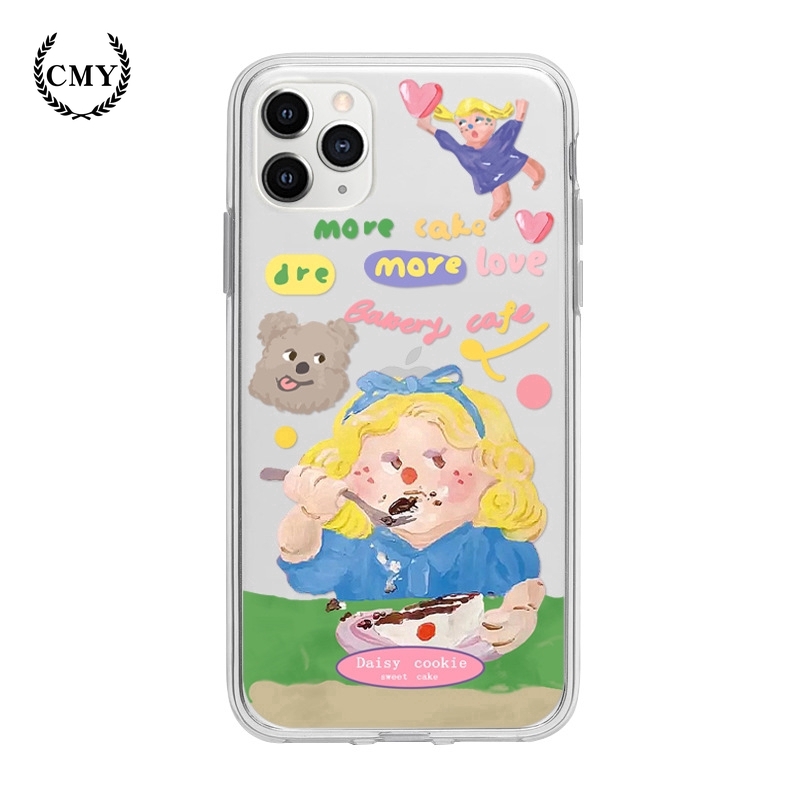 ốp iphone 11 Ốp iphone  Ốp lưng Iphone 11 Ốp lưng iphone  Ốp lưng silicon Ốp iphone 12 pro max  Ốp iphone 12 mini Ốp điện thoại hình cô gái ăn bánh cho for iPhone11/11Pro 11pro Max X XR XS XS MAX 7 8 plus SE 12 pro max 12 mini