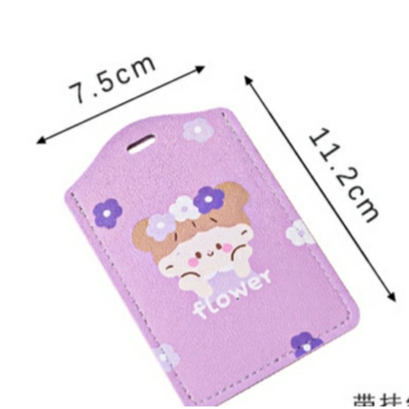Dây đeo thẻ tên hoạt hình cute dành cho học sinh, sinh viên/ bảng tên phù hiệu đựng vé xe bus da pu in màu pastel