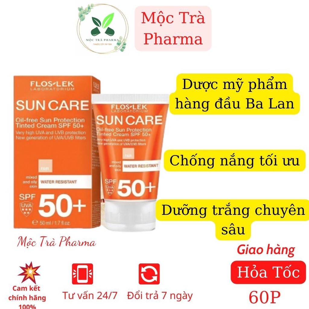 Kem Chống Nắng Cho Da Dầu Mụn Oil Free Sun Protection Tinted Cream SPF 50+ FLOSLEK Giúp Bảo Vệ Da Toàn Diện Tuýp 50ml