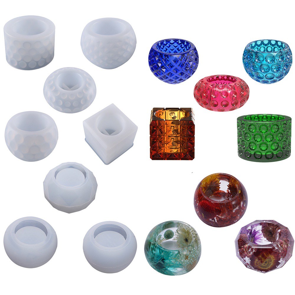 Khuôn Silicon Làm Chậu Hoa / Đèn Cầy Bằng Nhựa Epoxy Họa Tiết Dập Nổi Diy Giá Đỡ
