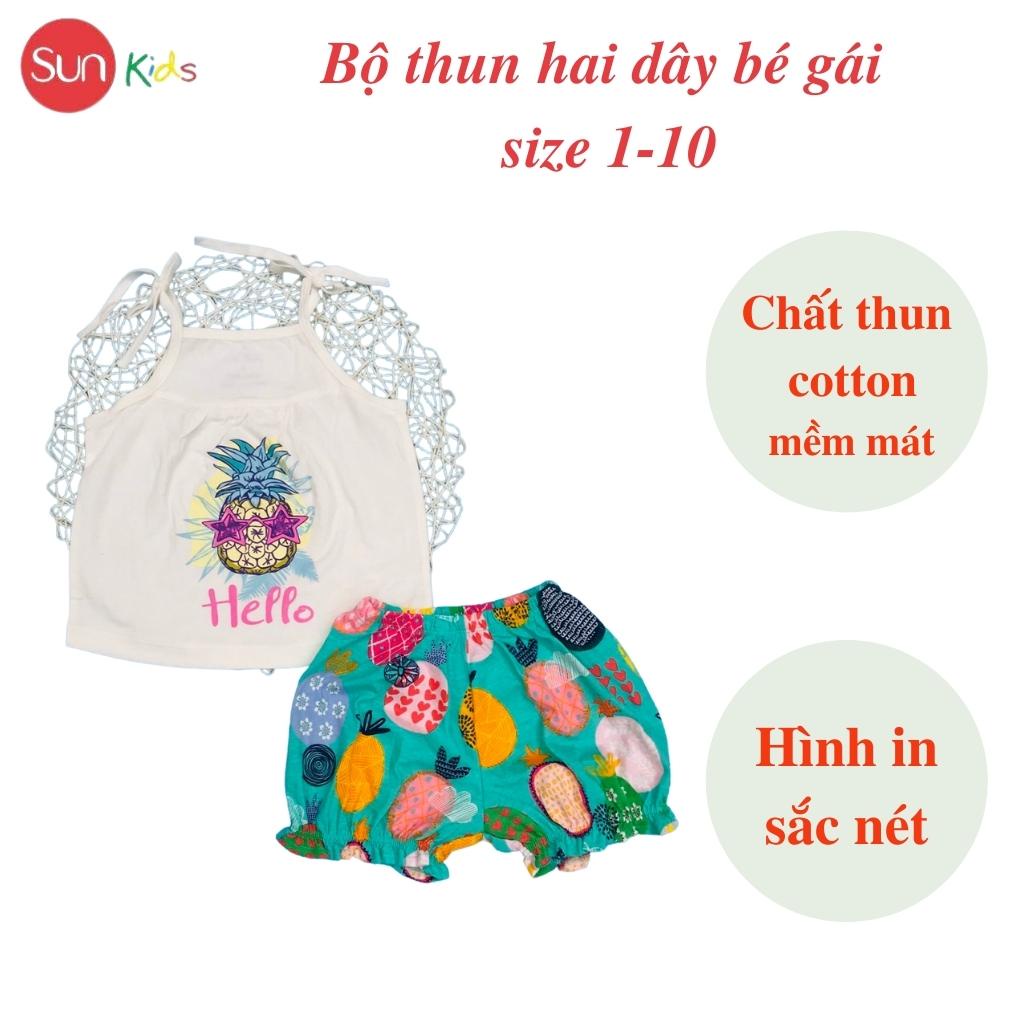 Đồ bộ thun bé gái, bộ ba lỗ cho bé chất cotton, nhiều màu, size 1-10 tuổi - SUNKIDS