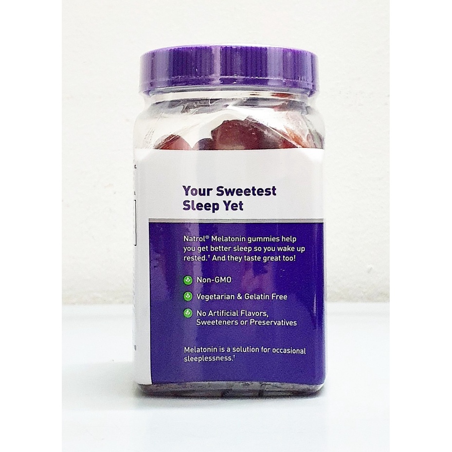date 4/24 - Kẹo dẻo ngủ ngon Natrol Melatonin 5mg Gummies 180 viên hãng natrol của Mỹ ( vị dâu)