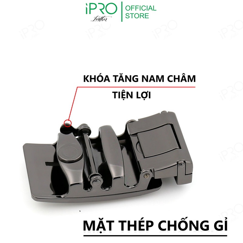 Thắt lưng nam da bò cao cấp khóa tự động thời trang nam tính IPRO TL80