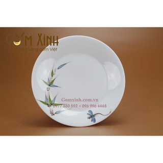 Đĩa tròn họa tiết thanh trúc vẽ tay_Đĩa sứ bộ đồ ăn Bát Tràng