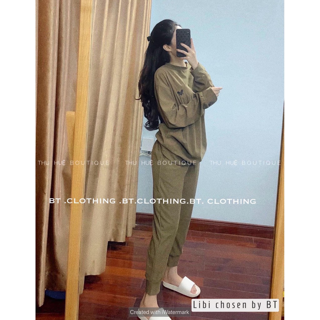 Bộ mặc nhà chất xốp nhung mickey thêu