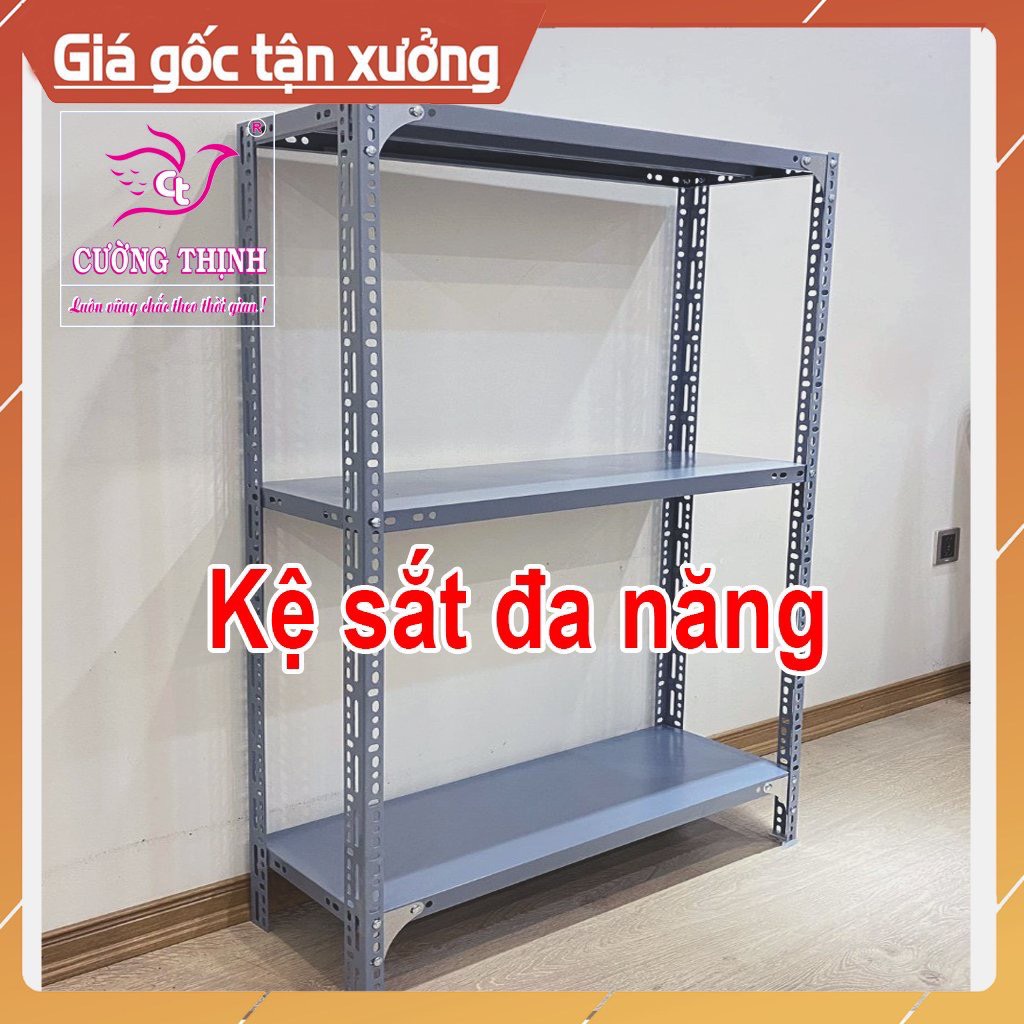 Kệ sắt  V lỗ 3, 4, 5 tầng Dài 120cm x Rộng 30cm x Cao 0.6-0.8-1-1.2-1.5m- Lắp Ghép Đa Năng