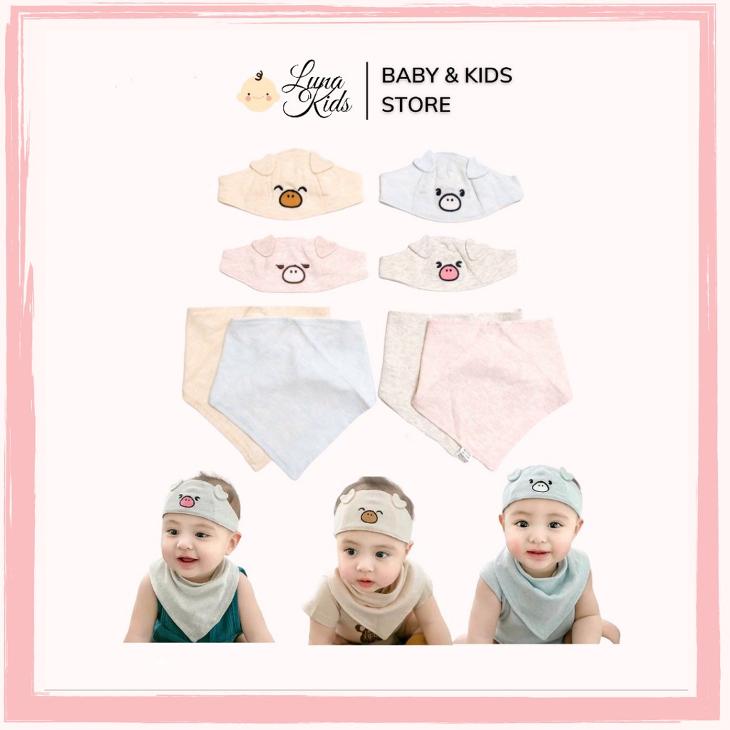 Set yếm kèm turban cho bé, bé trai, bé gái - LunaKids [Ảnh thật]