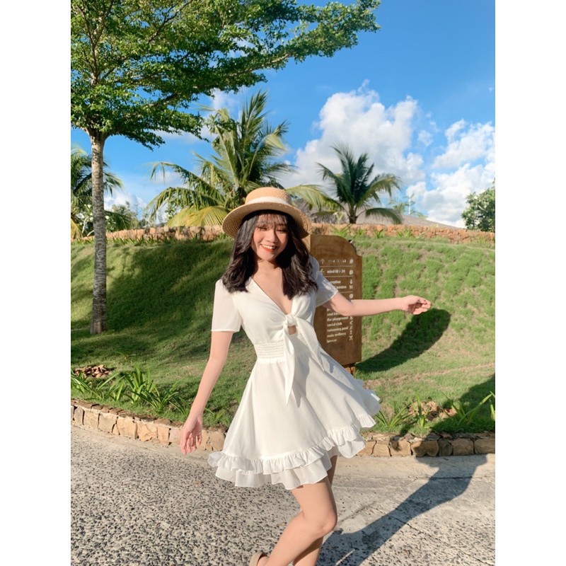 [Mã SKAMA06 giảm 8% tối đa 50K đơn 250K] Đầm Eropi cột nơ trước ngực tùng tầng xoè | BigBuy360 - bigbuy360.vn