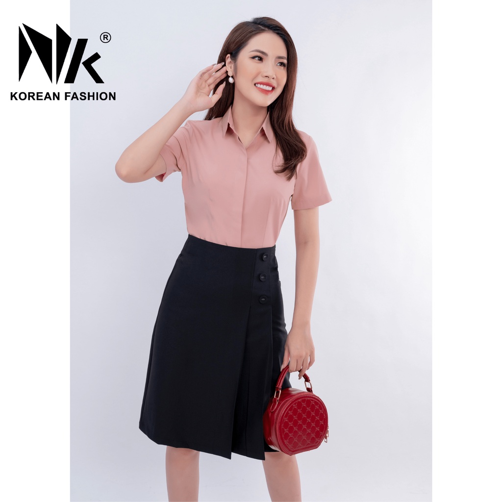 Áo Sơ Mi Nữ Cộc Tay Công Sở Thiết Kế NK FASHION, Thiết Kế Dáng Ôm Basic Hàn Quốc NKSM2011007B