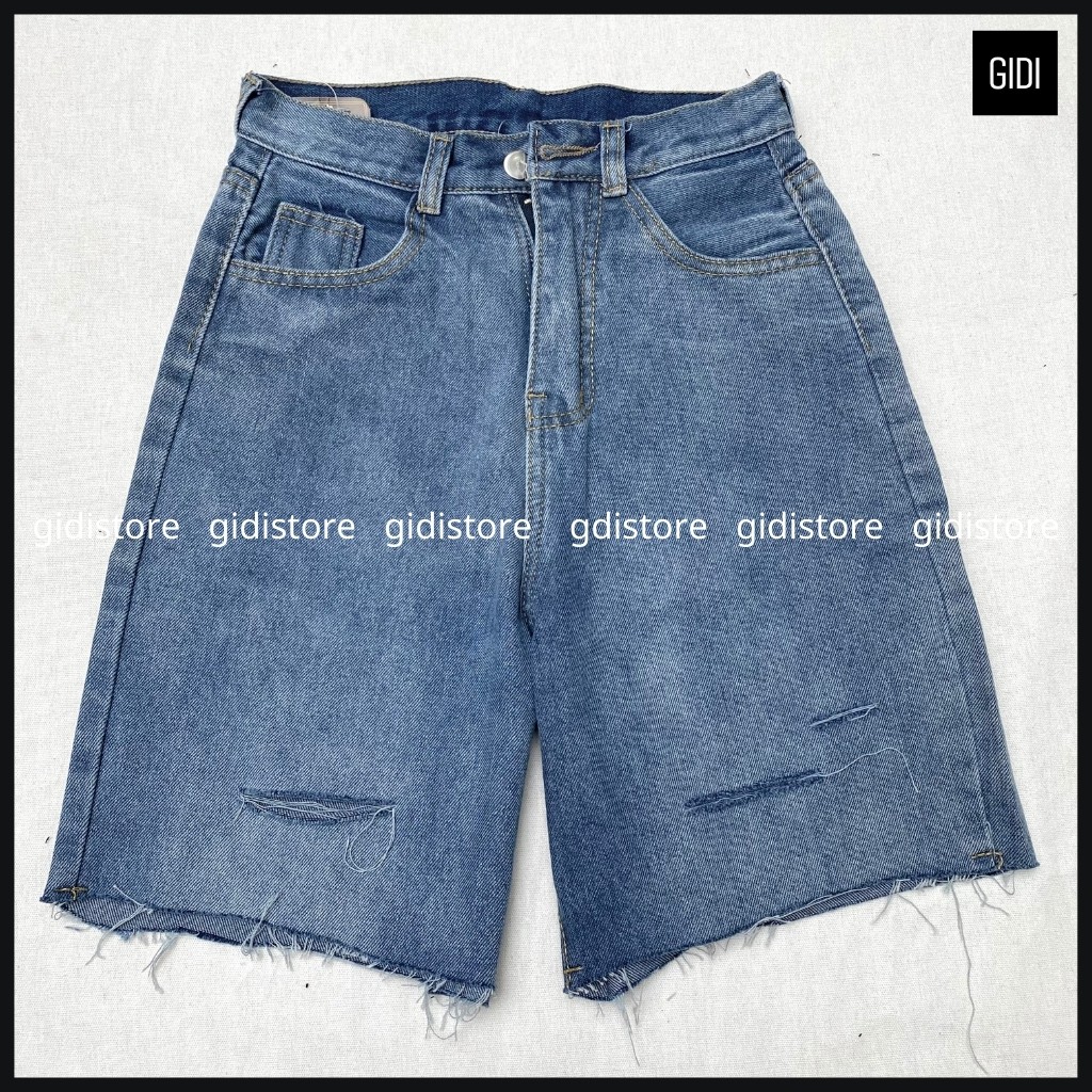 Quần Short Jean Nam Nữ Unisex - quần đùi ngắn rách gối ❤ MON