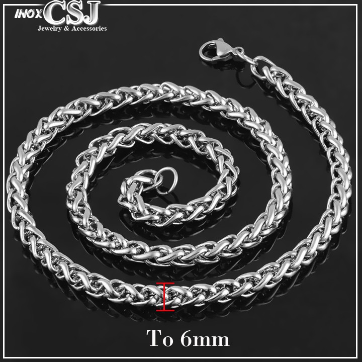 Dây chuyền nam inox kiểu bông dừa 6mm kiểu xoắn sáng đẹp, không đen, không gỉ - Đem lại phong độ đẳng cấp cho người đeo