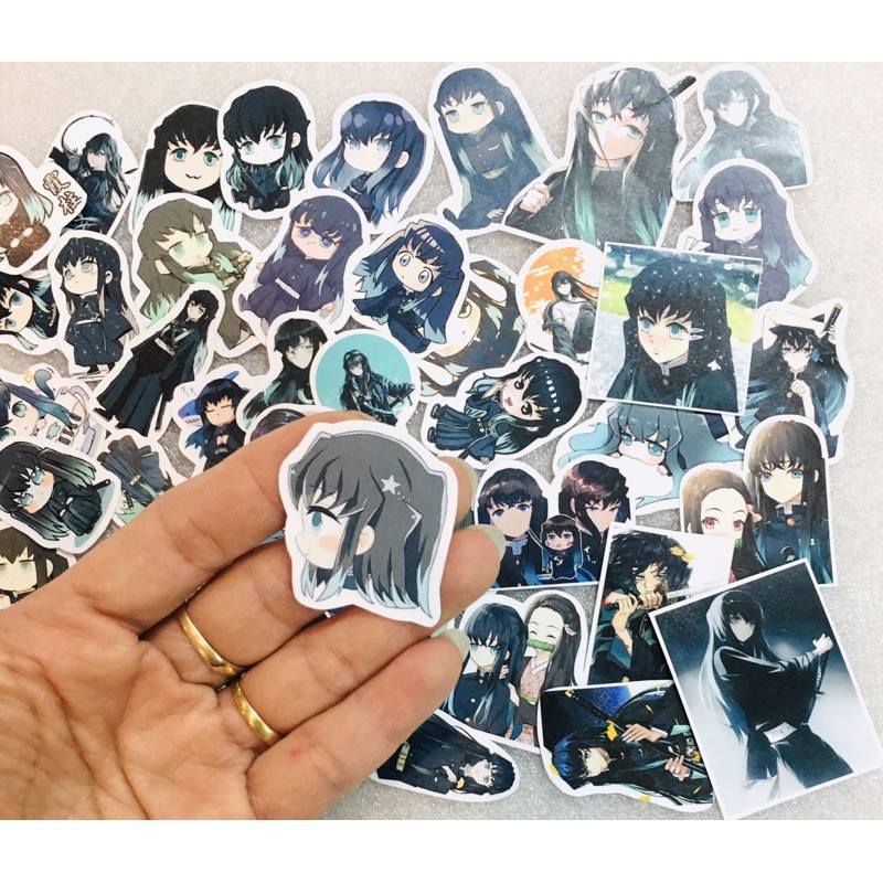 Sticker muichirou set 30 cái khác nhau decal ép lụa bóc dán /hình dán muichirou kimetsu no yaiba
