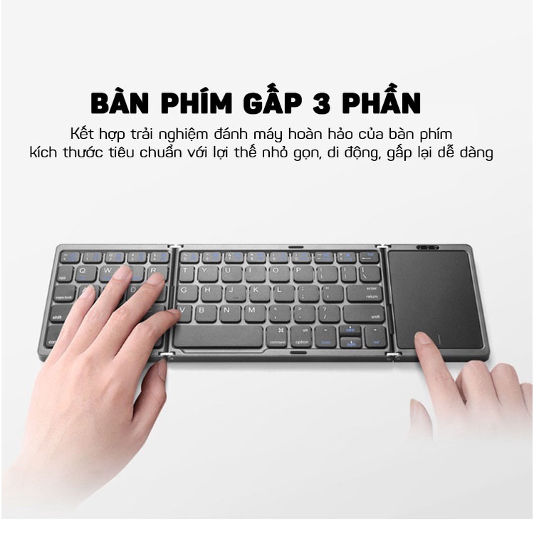 Bàn Phím Mini Gập Gọn Không Dây Bluetooth Thích Hợp Touchpad Cho Điện Thoại Di Động, Máy Tính Bảng, Laptop B089T