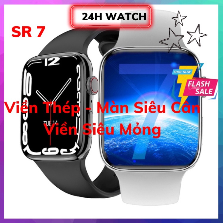 Đồng hồ thông minh SR7 màn full Viền Thép Cao Cấp 44mm - 24H Watch