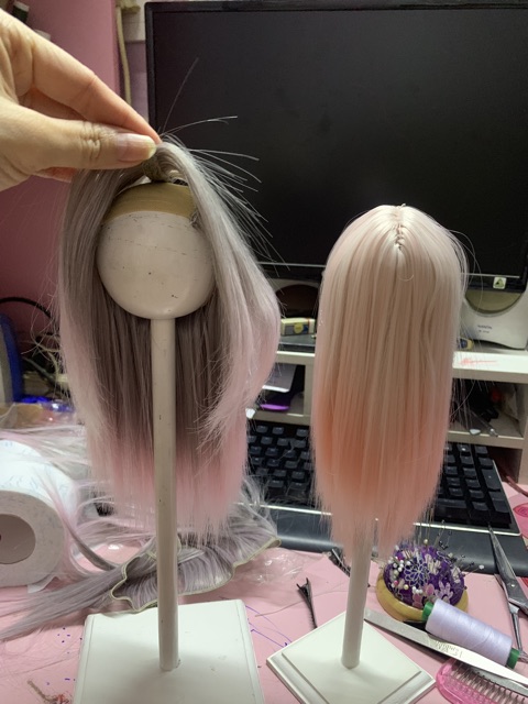 Line may tóc búp bê bjd - thẳng 35~50cm mix màu