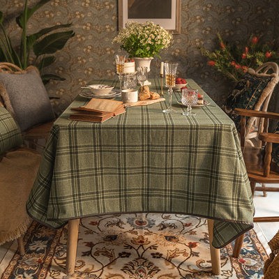 Khăn trải bàn kẻ ca rô cổ điển thái độ văn cư kiểu Mỹ kẻ ca rô ins phong cách vải hình chữ nhật bàn trà gia dụng bàn ăn 