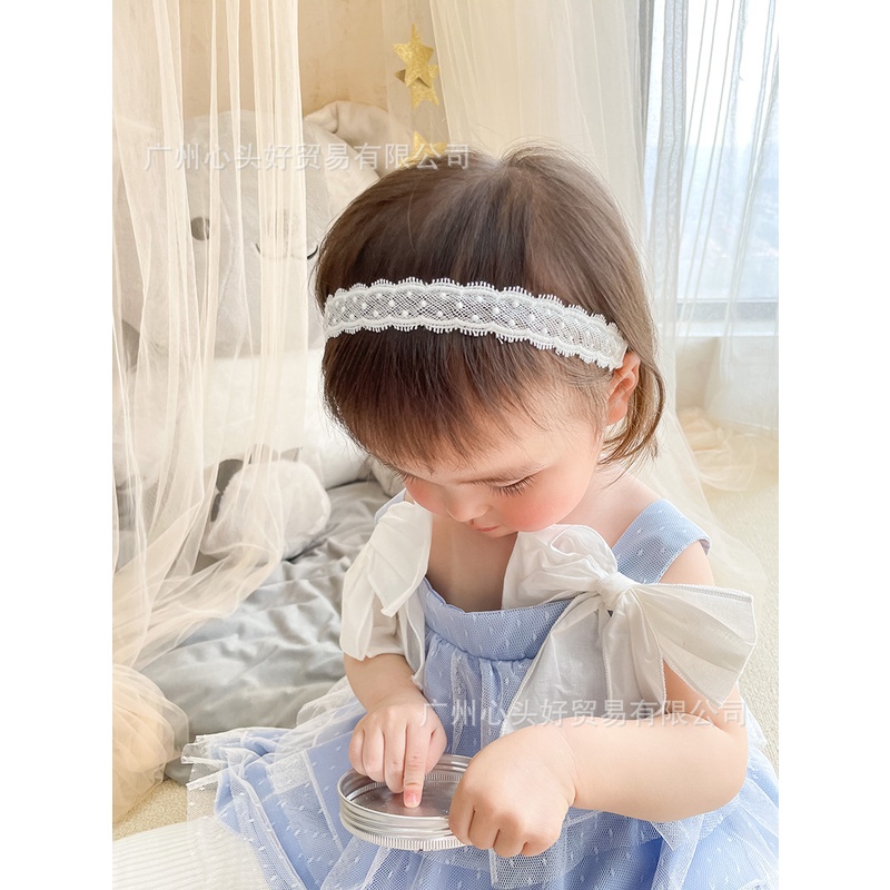 Băng đô turban dây mảnh màu trắng phong cách Hàn quốc xinh xắn cho bé gái