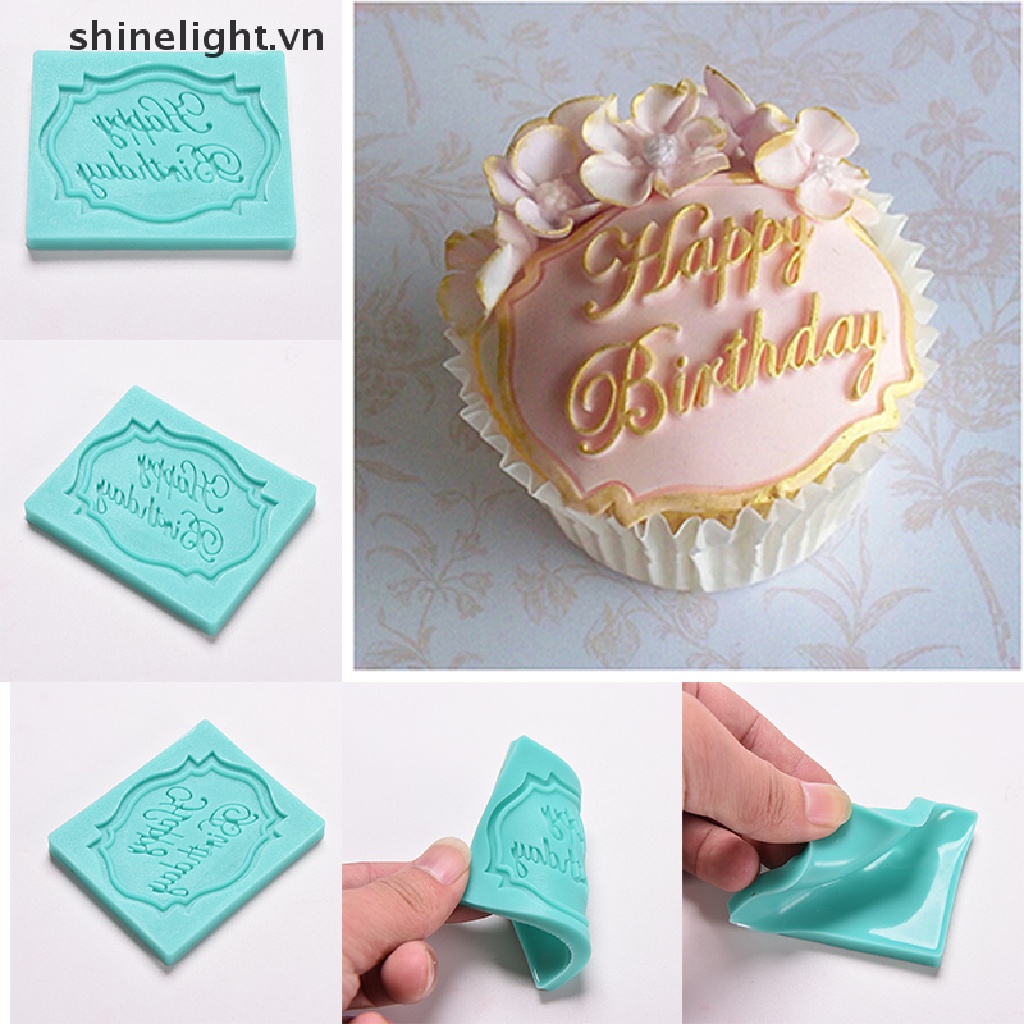 Khuôn Silicon Họa Tiết Chữ Happy Birthday Dùng Trang Trí Bánh Kem