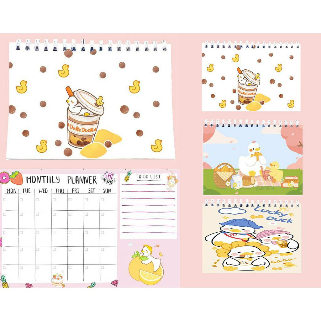 Sổ kế hoạch tháng vịt dake duck MPI41 Monthly Planner 12 trang hoạt hình cute thần tượng