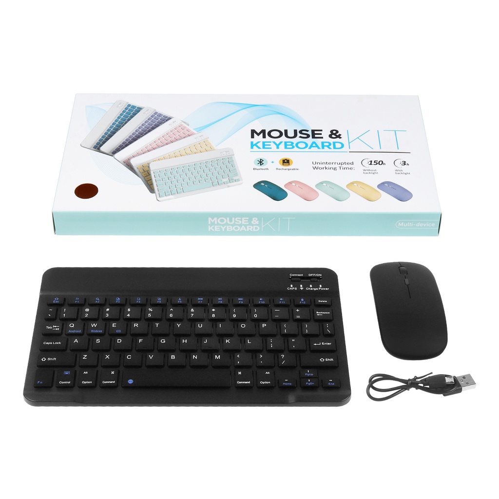 Bộ Bàn Phím Và Chuột Bluetooth Không Dây 10 Inch 78 Phím Siêu Mỏng 1600dpi Cho Điện Thoại Android / Máy Tính Bảng / Laptop