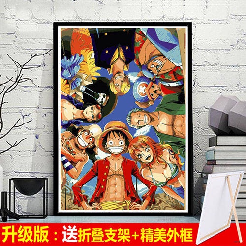 DIY Digital Oil Tranh Cartoon Anime Giải nén Hướng dẫn sử dụng Pluggled Màu vẽ tay Đổ dầu Màu Tranh trang trí One Piece