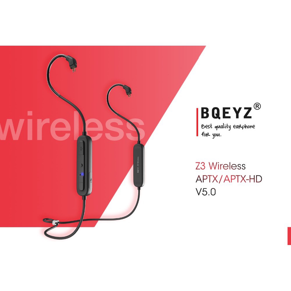 Cáp tai nghe không dây BQEYZ Z3 Bluetooth 5.0 AptX-HD MMCX/ 0.78mm HIFI chống thấm nước cho KZ ZS10 AS12 ZS7