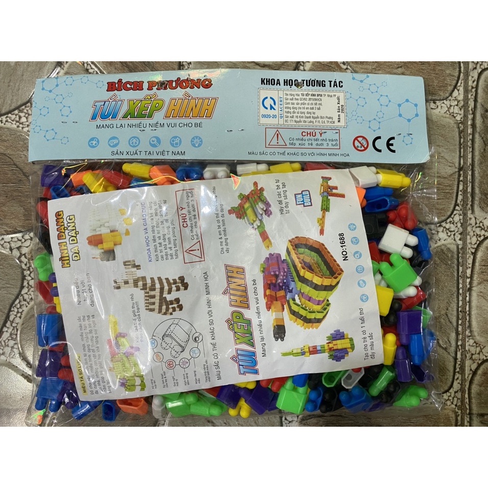 Túi đồ chơi rắp ghép, Đồ chơi xếp hình ráp Lego loại nút cho bé thích sáng tạo tư duy_150 NÚT LỚN
