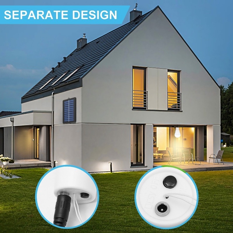 1 Bóng Đèn Năng Lượng Mặt Trời Độ Sáng Cao Có Dây Treo Chống Nước Cho Lều Trại Ngoài Trời