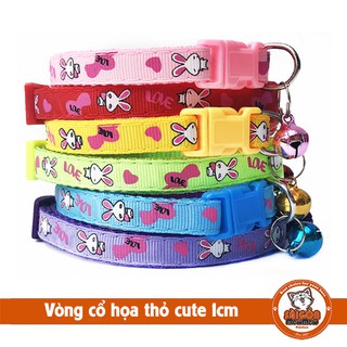 Vòng cổ họa tiết thỏ cute cho chó mèo 1cm