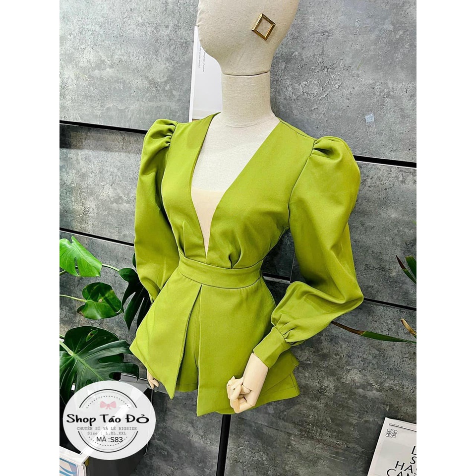 (TÁO ĐỎ BIGSIZE 55-90KG) Jumsuit Bigsize Body Nhấn Eo Cổ V Kèm Quần Màu Sang Chảnh S83 🍎🍎🍎 | BigBuy360 - bigbuy360.vn