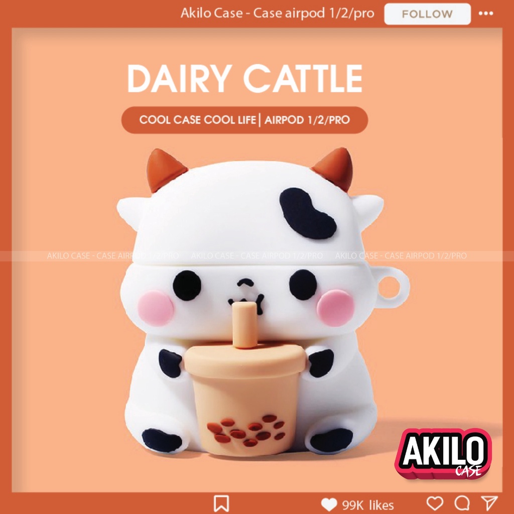 Vỏ ốp Case Airpod case Airpod pro tai nghe bluetooth tai nghe không dây thời trang cute dễ thương cao cấp Combo 6/AKILO