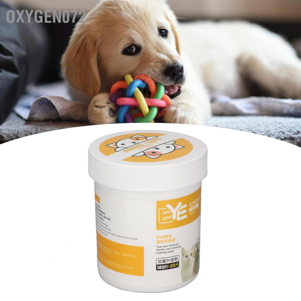 Oxygen072 200 cái Khăn giấy lau mắt cho thú cưng Giữ ẩm dịu nhẹ vết rách Làm sạch khăn vệ sinh dành chó mèo