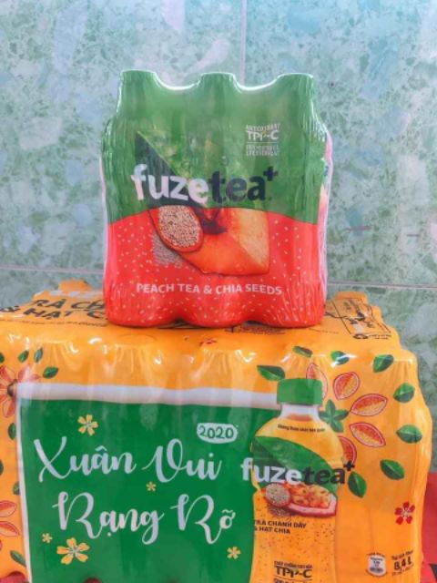 TRÀ ĐÀO HẠT CHIA FUZE TEA 🍑🍑🍑 Lốc 6 CHAI