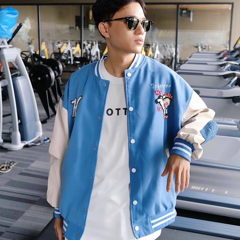 VARSITY BOMBER - ÁO KHOÁC NỈ BÓNG CHÀY - CHỮ H