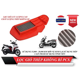 Lọc gió thép Vĩnh Cữu cho Click Vario Pcx Ab ShMode nhựa cao su đỏ nổi bật. DoChoiXeMay