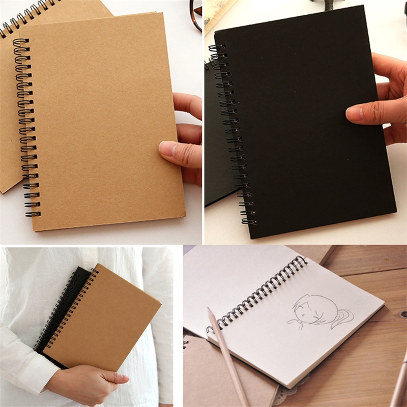 ST❀ Reeves Retro Spiral Bound Coil Sketch Book Blank Notebook Kraft Sketching Paper